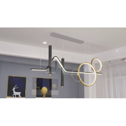 Blue Elephant Lorisa 5 Light Black LED Kitchen Island Pendant